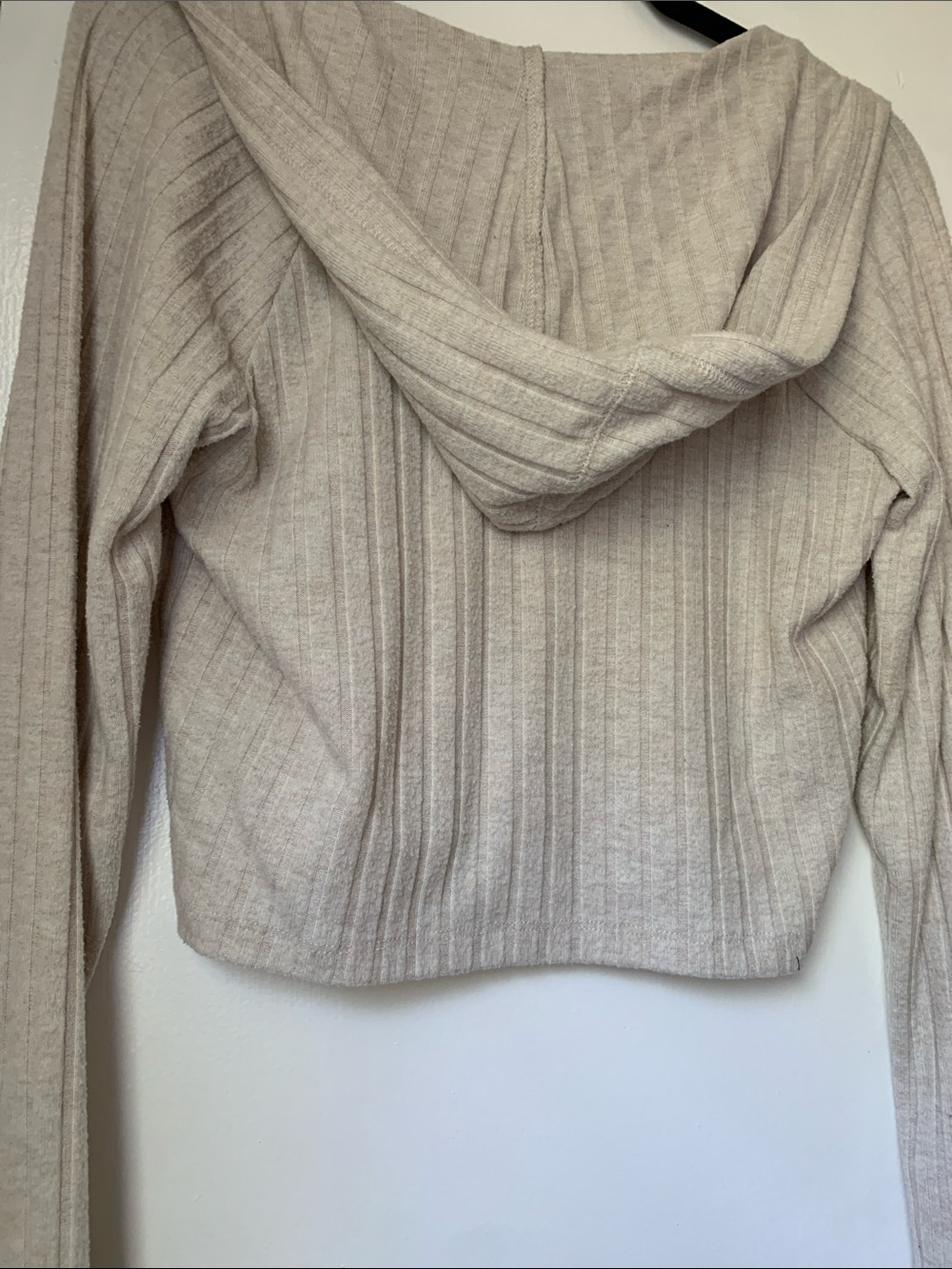 Universal Thread Beige Ribbed Cropped Hoodie - Picture 5 of 5